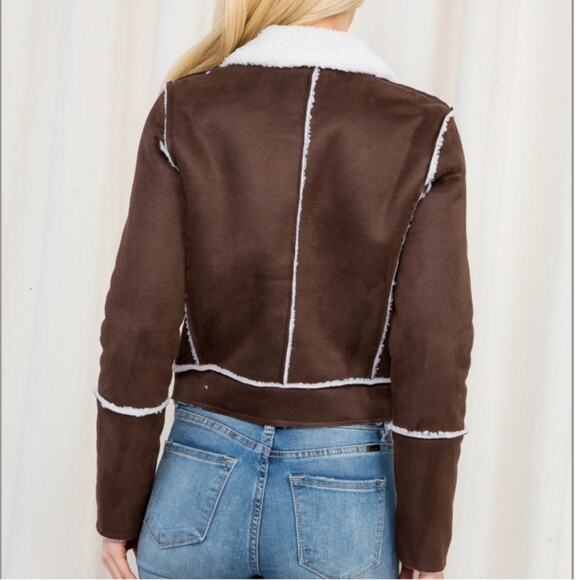 NWT Sherpa Lined Brown Zip Up Jacket Size Small - Picture 3 of 8